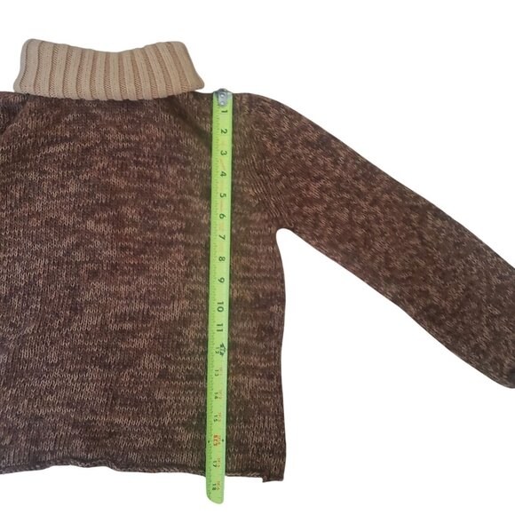 Vintage Y2K Womens Brown Knit Turtleneck Sweater Size M Cozy Neutral Comfy Fall - Picture 10 of 11